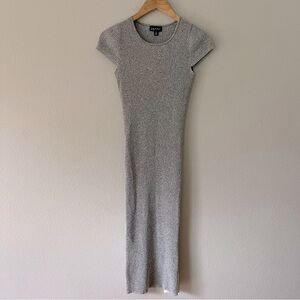 Say What Gray Ribbed Bodycon Maxi Dress Size M